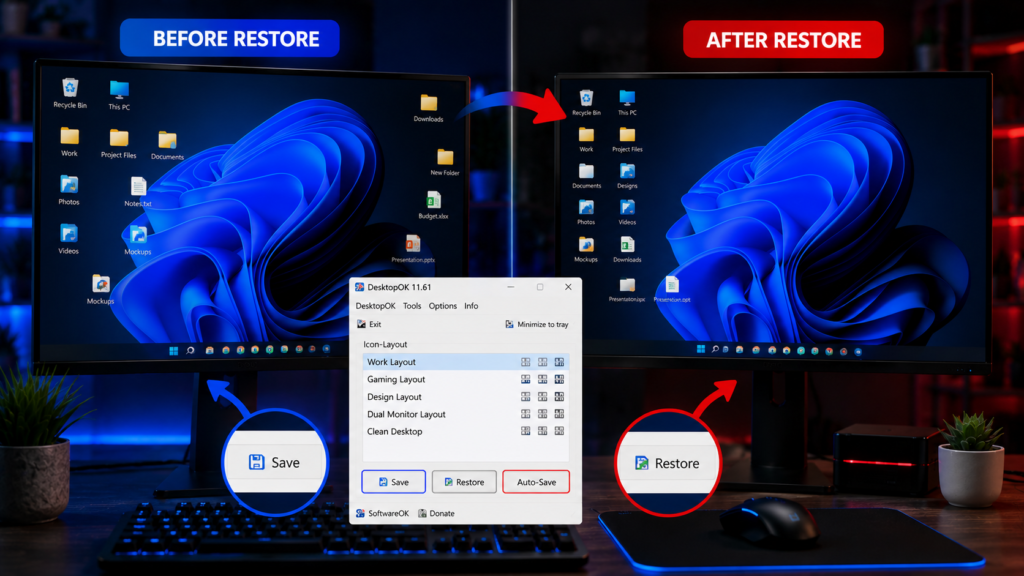 How to Save and Restore Desktop Icons With DesktopOK