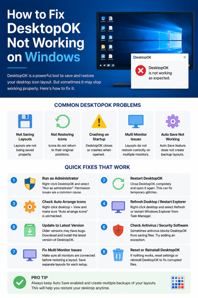 How to Fix DesktopOK Not Working on Windows
