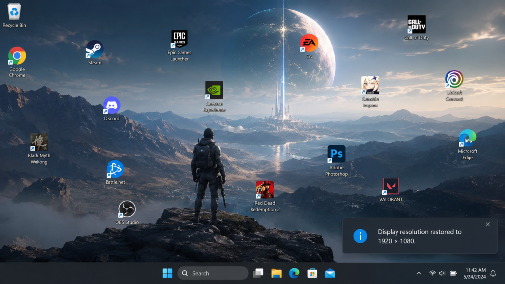 Desktop icons rearranged after closing a full-screen game
