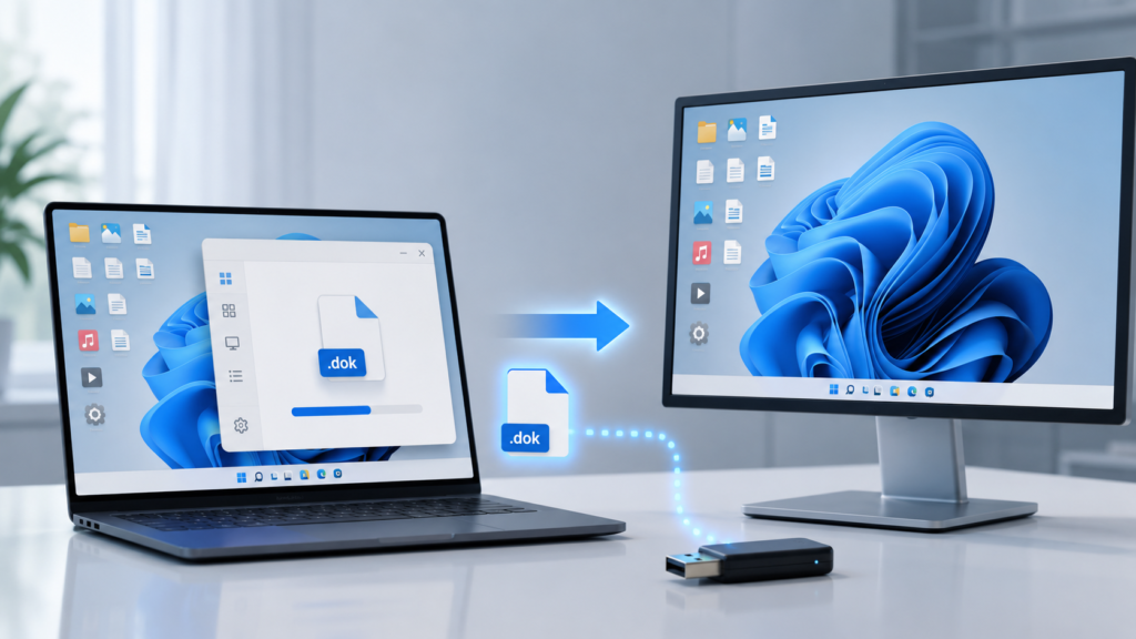 DesktopOK .dok file export, import, and layout transfer guide