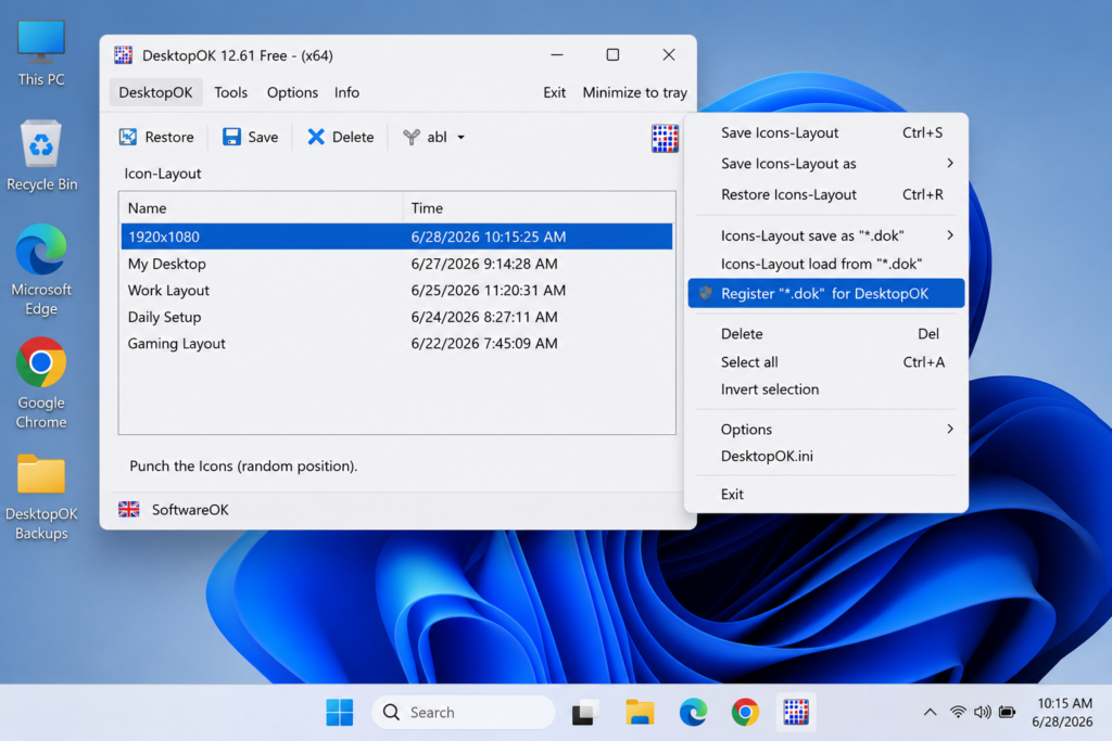 Register .dok files with DesktopOK in Windows