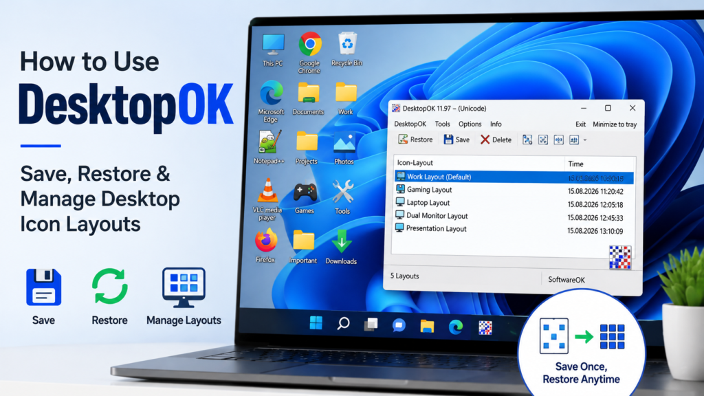 How to use DesktopOK on Windows 11 and Windows 10